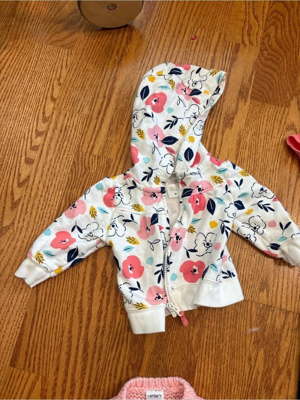 Carter's newborn baby girl bundle sweater hoodie Pink Knit Baby Cardigan floral